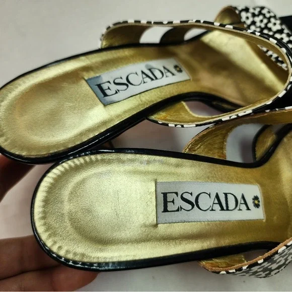 Escada Black and‎ White Patent Leather  Women's Heels Size 7 - Picture 3 of 11